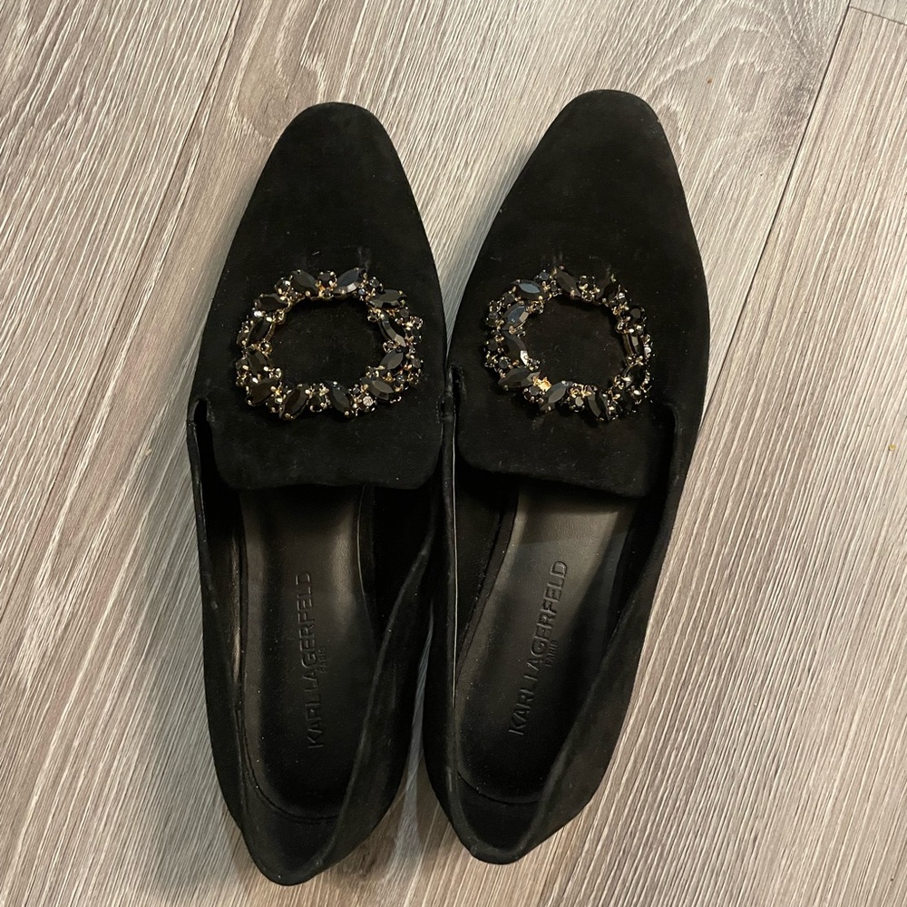 Black embellished loafers